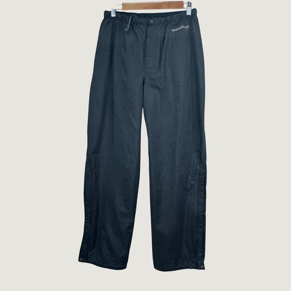 Montbell Rain Pants Medium Black Gorpcore Waterproof Hiking Trousers